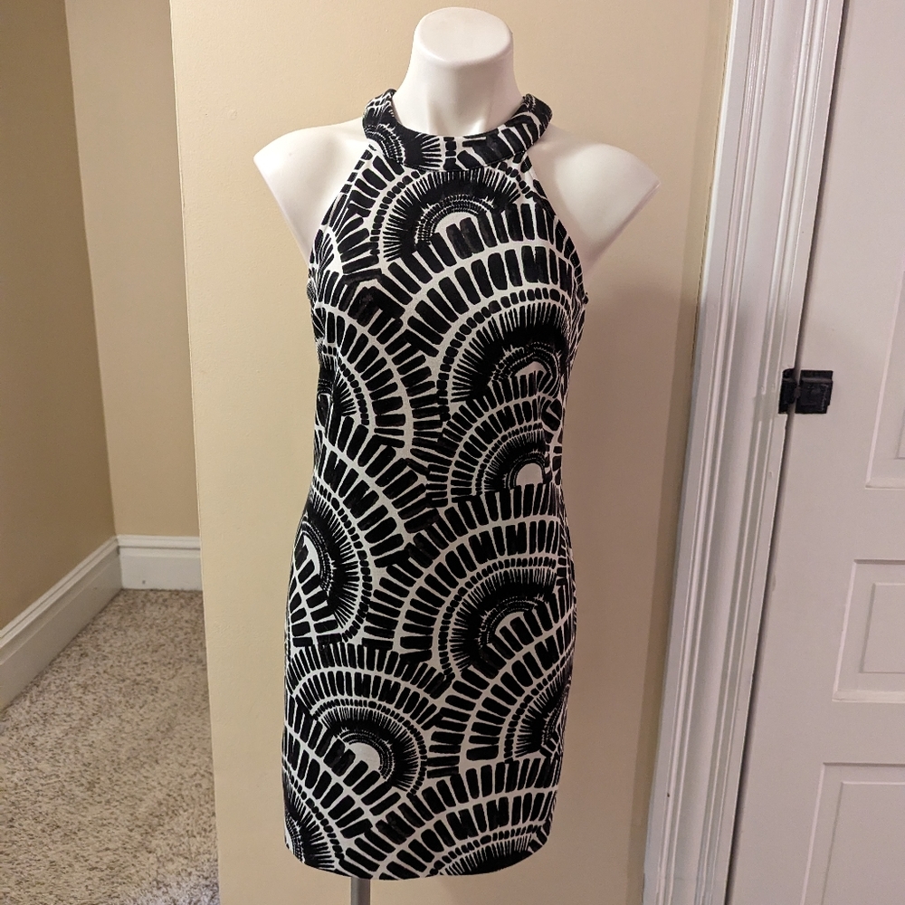 Trina Trina Turk black and white abstract print dress size S
